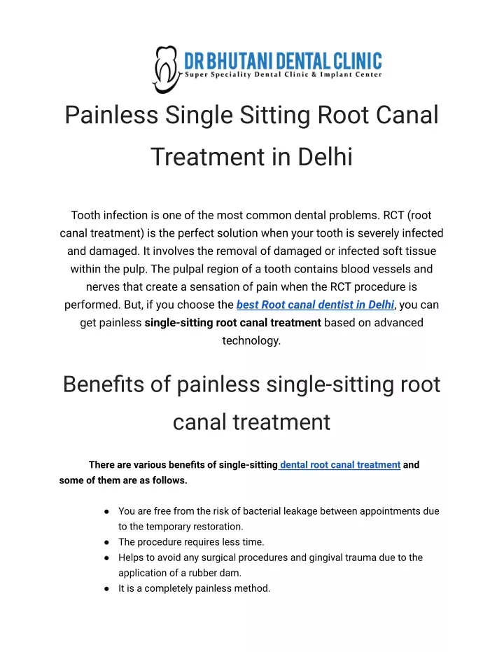 painless single sitting root canal