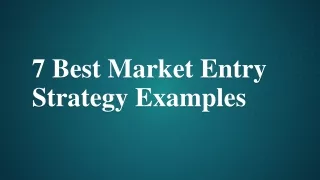 market entry strategy examples