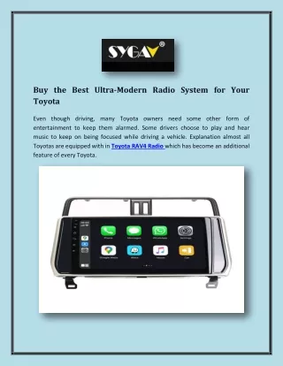 Buy the Best Ultra-Modern Radio System for Your Toyota