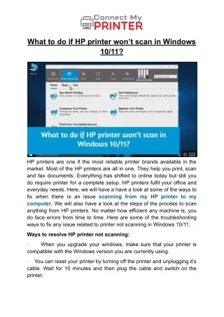 what to do if hp printer won t scan in windows