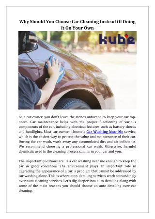 why should you choose car cleaning instead