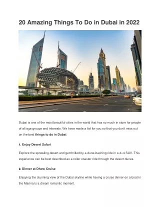 20 Amazing Things To Do in Dubai in 2022