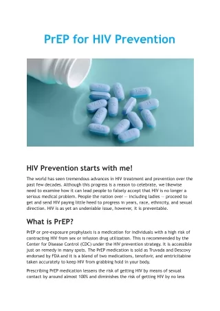PrEP for HIV Prevention and Effectiveness and Side-Effects of PrEP