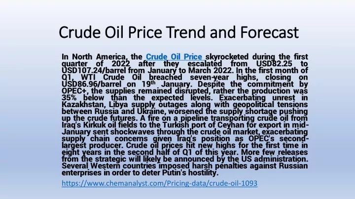 crude oil price trend and forecast