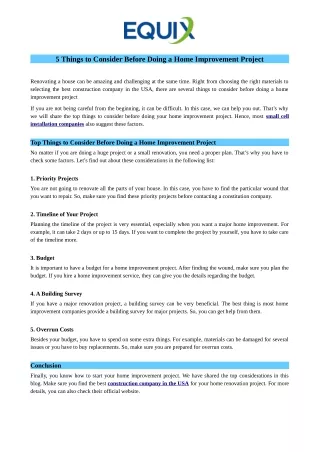 5 Things to Consider Before Doing a Home Improvement Project