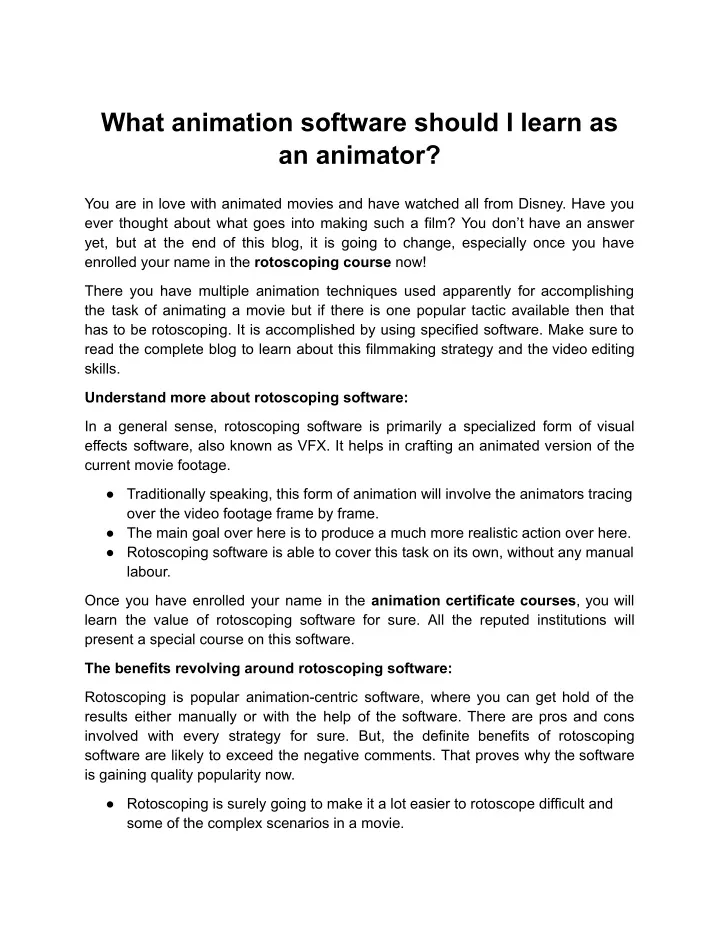 what animation software should i learn