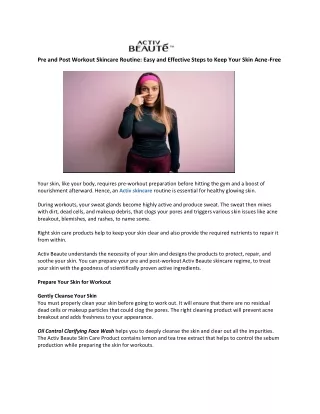 Pre and Post Workout Skincare Routine Easy and Effective Steps to Keep Your Skin Acne-Free