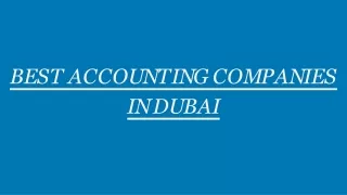 BEST ACCOUNTING COMPANIES  IN DUBAI