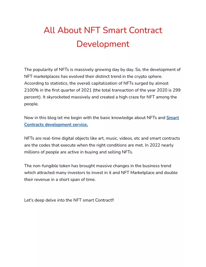 all about nft smart contract development