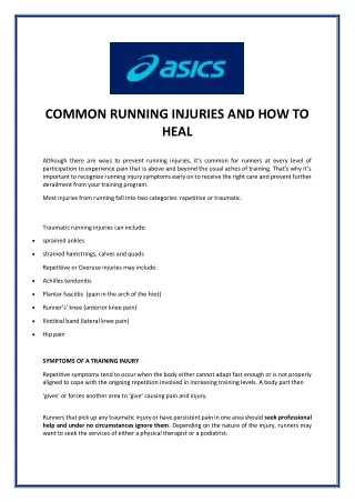 common running injuries and how to heal