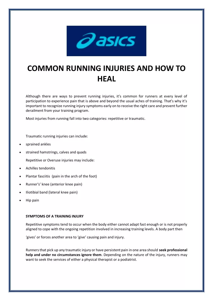 common running injuries and how to heal