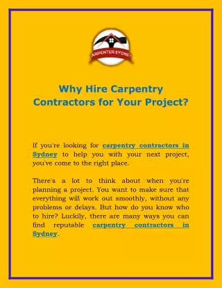 Why Hire Carpentry Contractors for Your Project?