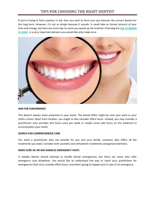 tips for choosing the right dentist