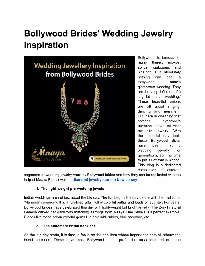 bollywood brides wedding jewelry inspiration
