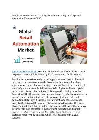 retail automation market 2022 by manufacturers
