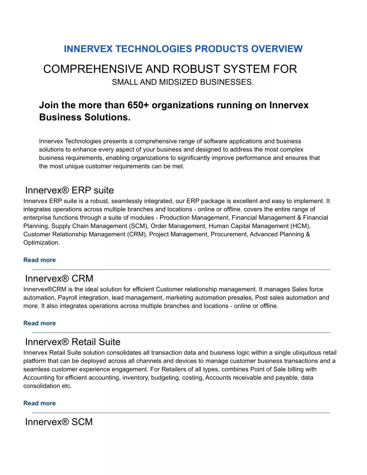 innervex technologies products overview