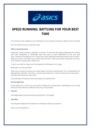 speed running battling for your best time