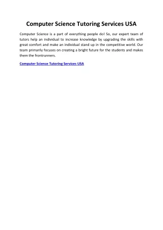 Computer Science Tutoring Services USA
