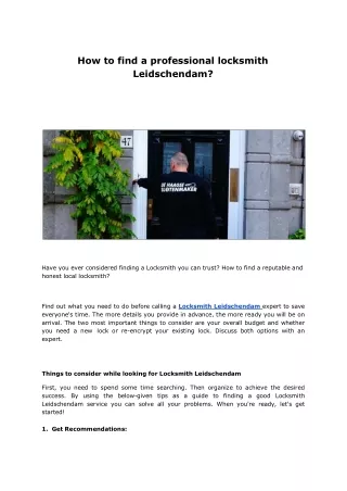How to find a professional locksmith Leidschendam.ppt