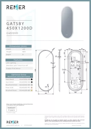 Oval LED Mirror - Gatsby 120-45