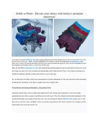 solids or prints elevate your choice with jockey