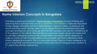 Interior Design in Bangalore | Home Interiors Bangalore | Carafina
