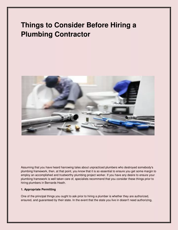 things to consider before hiring a plumbing