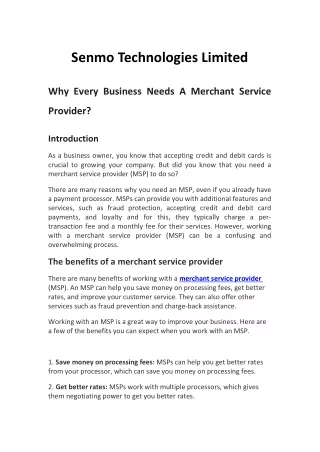 Merchant Service Provider With Latest Techniques