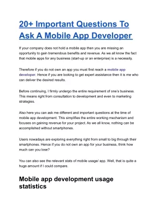 20 important questions to ask a mobile