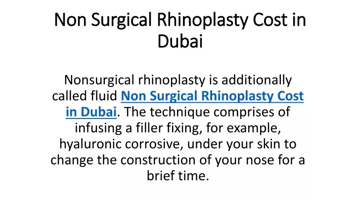 non surgical rhinoplasty cost in dubai