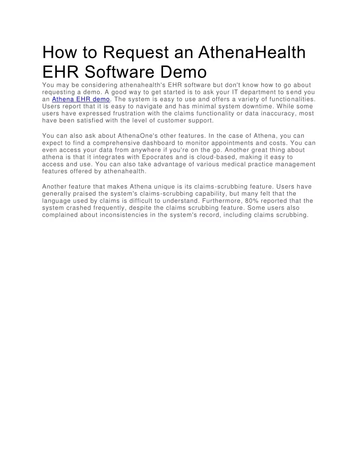 how to request an athenahealth ehr software demo