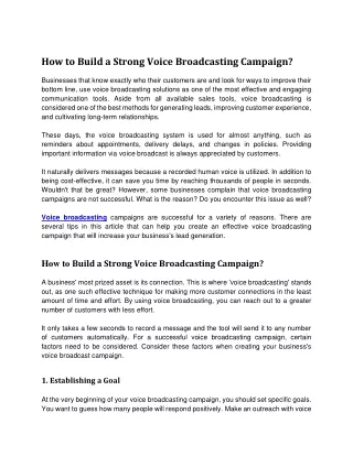 how to build a strong voice broadcasting campaign