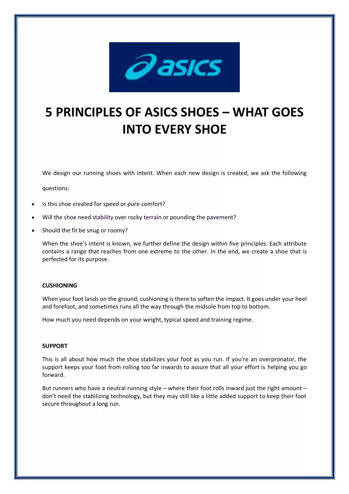 5 principles of asics shoes what goes into every