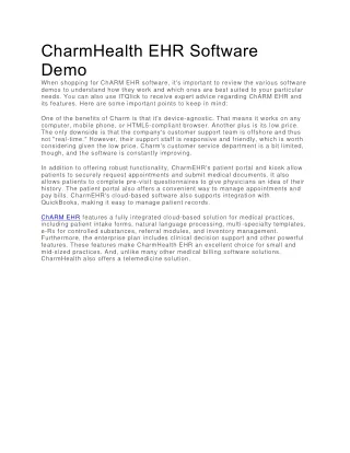 charmhealth ehr software demo when shopping