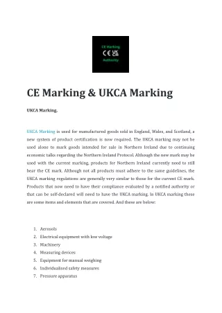 CE Marking & UKCA Marking