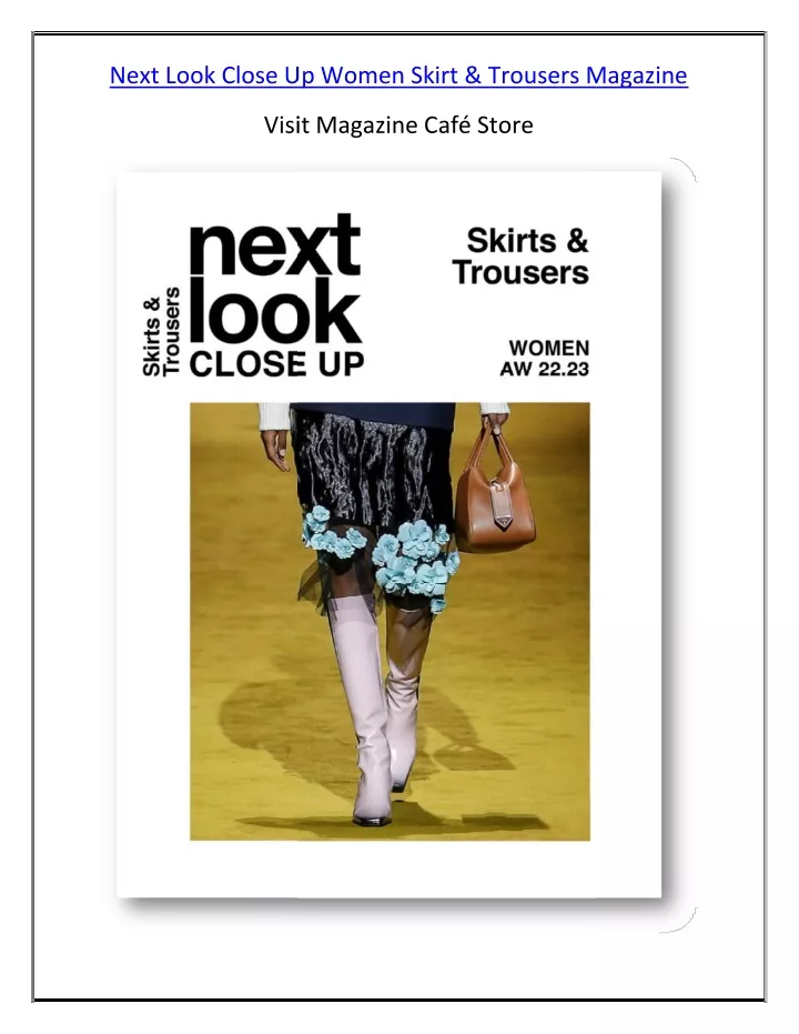 next look close up women skirt trousers magazine