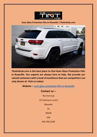 Auto Glass Protection Film In Roseville | Thetinthub.com