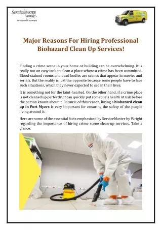major reasons for hiring professional biohazard