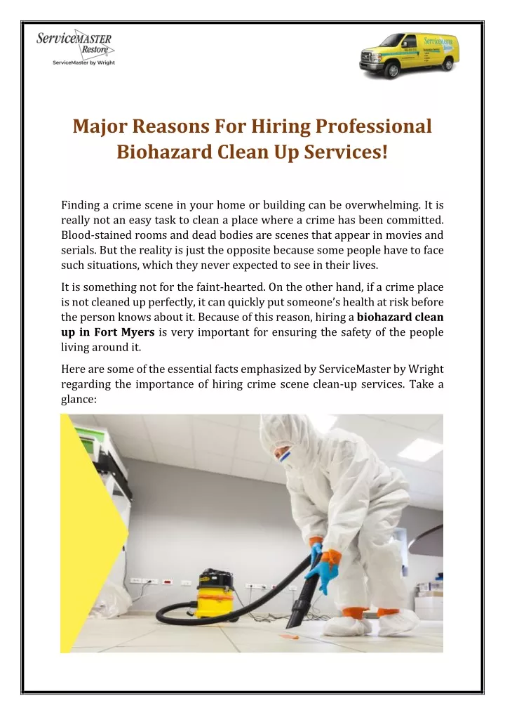 major reasons for hiring professional biohazard