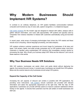 why implement ivr systems