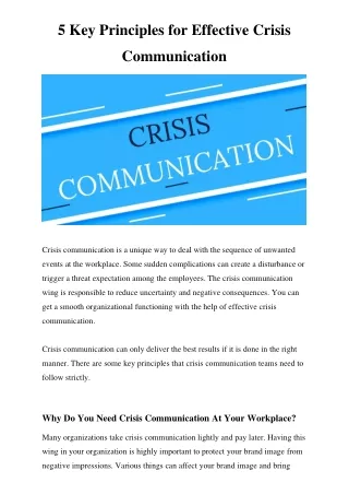 5 Key Principles for Effective Crisis Communication