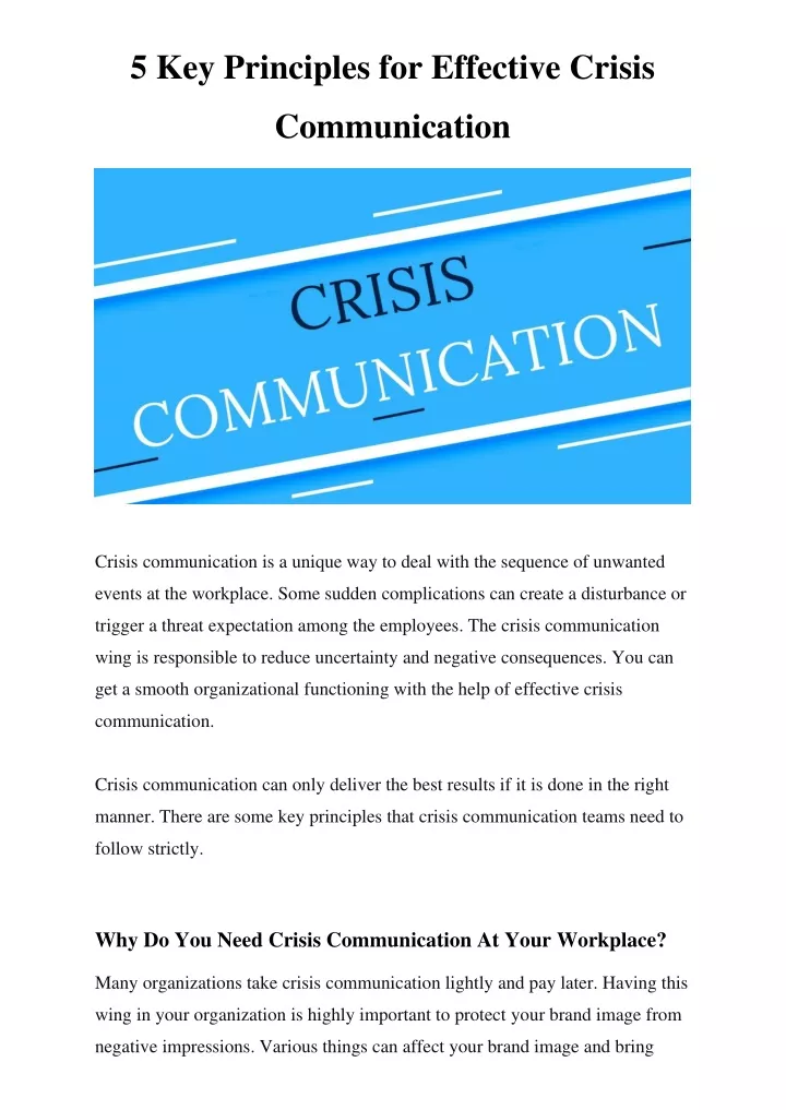 PPT - 5 Key Principles For Effective Crisis Communication PowerPoint ...