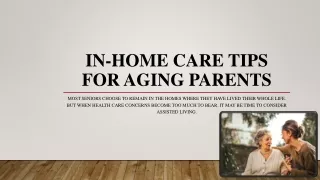 In-Home Care Tips For Aging Parents
