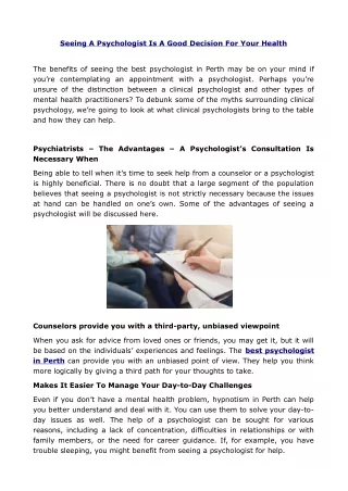 seeing a psychologist is a good decision for your