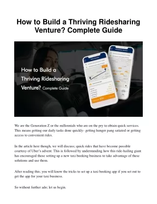 how to build a thriving ridesharing venture
