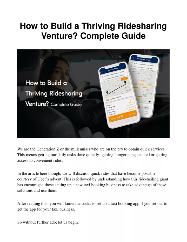 how to build a thriving ridesharing venture