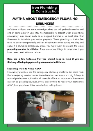 Myths About Emergency Plumbing Debunked!