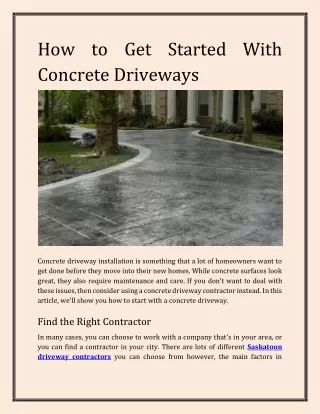 how to get started with concrete driveways