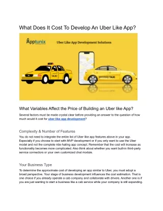 What Is The Cost To Develop An Uber Like App?