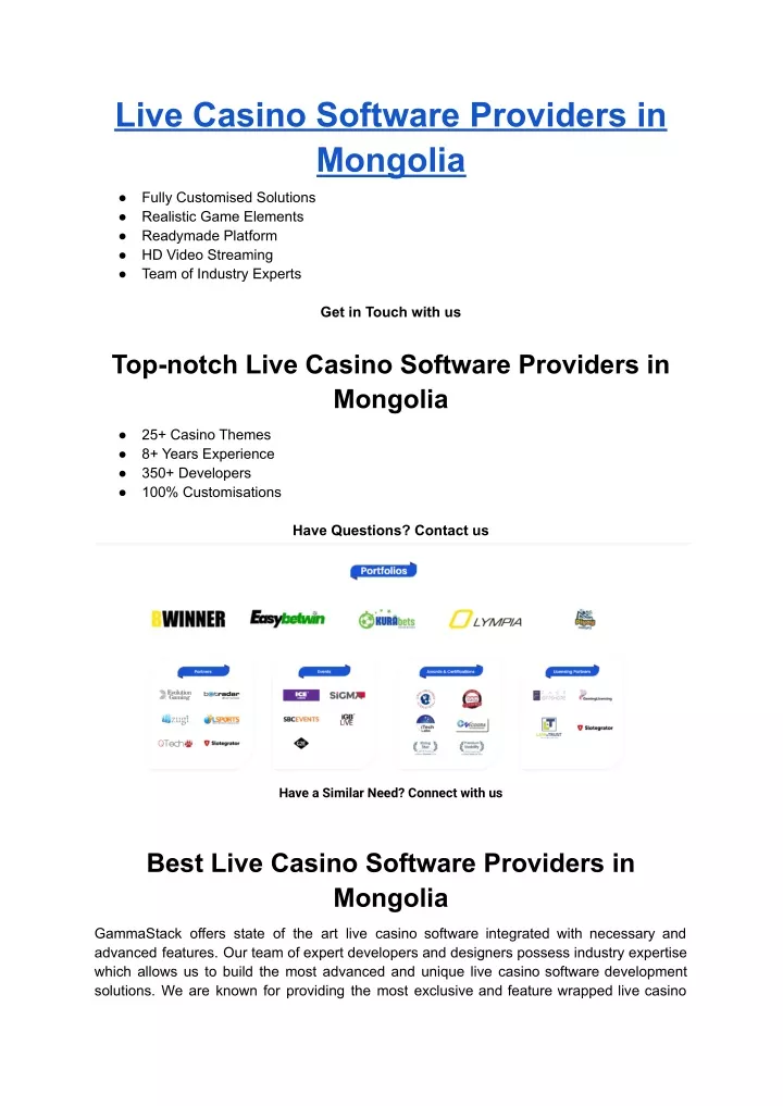 live casino software providers in mongolia